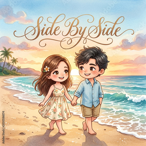 Cute Couple Holding Hands W...