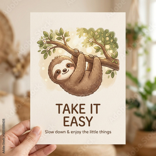 Cute Watercolor Sloth "Take...