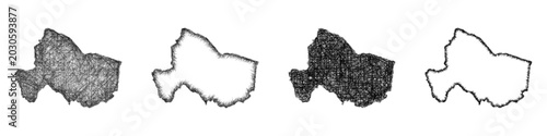 Fotografija Sketch black and white Carter County (Kentucky) outline map design set