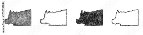 Tableau sur toile Sketch Carlisle County (Kentucky) outline map design set