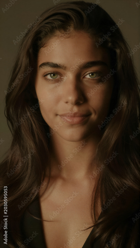 Fototapeta premium Young Woman Portrait with Green Eyes