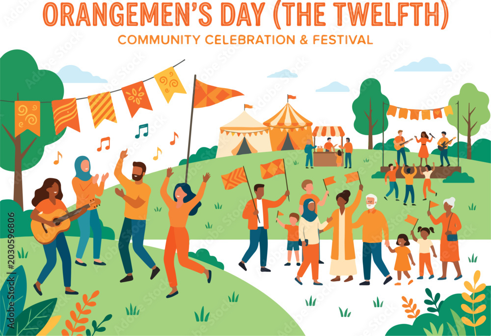 Fototapeta premium People Celebrating Orangemens Day Festival.