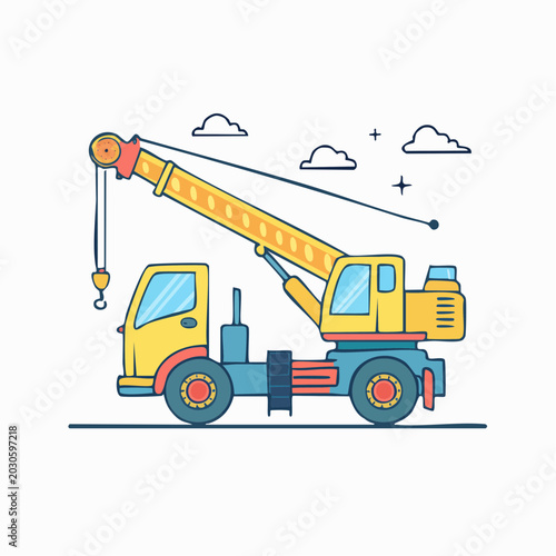 Cartoon Crane Truck Illustration
