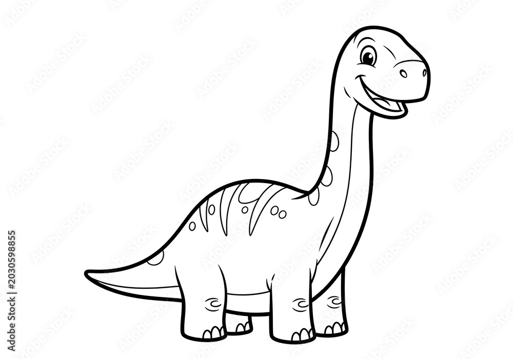 Fototapeta premium Cute Dinosaur Coloring Page for Kids and Adults