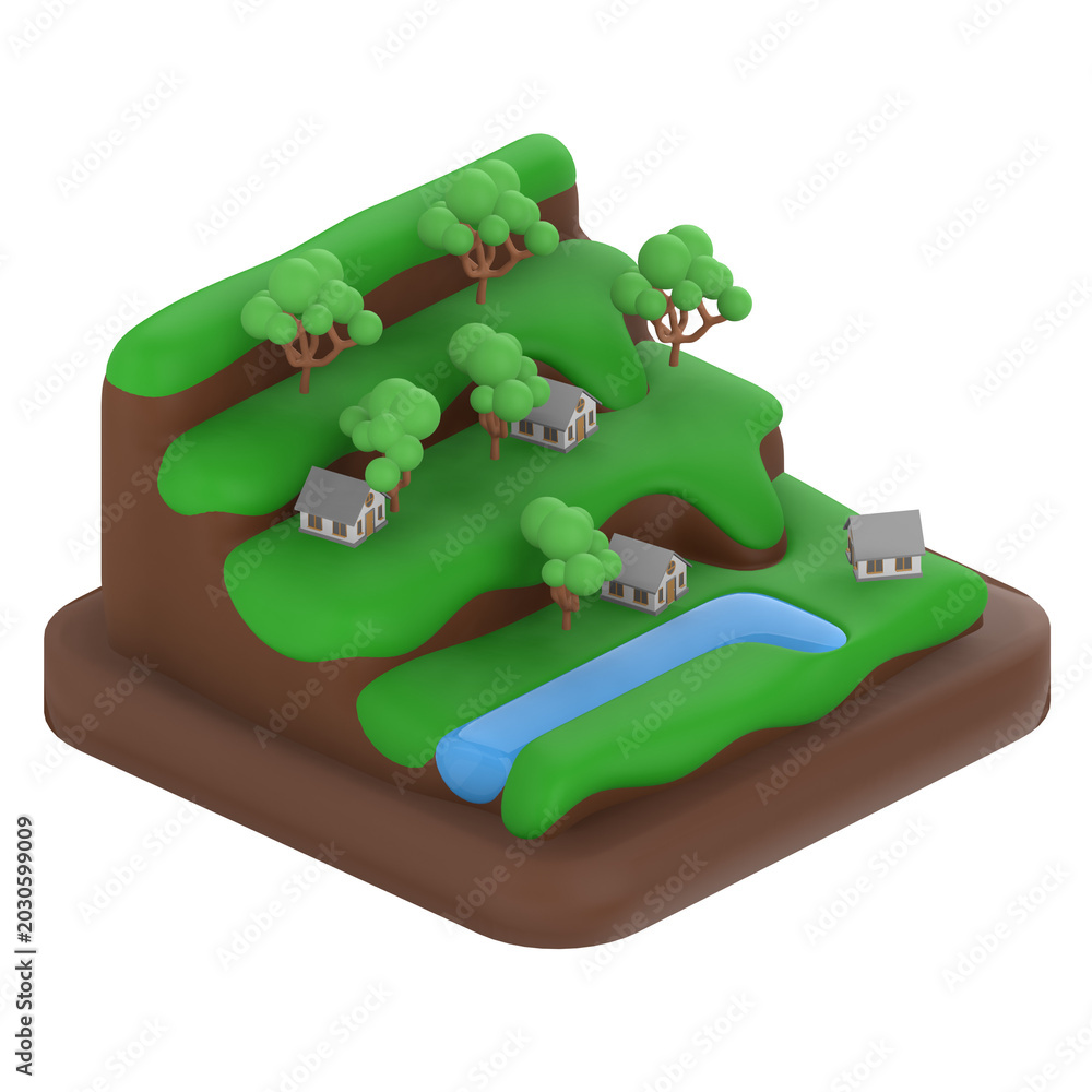 Fototapeta premium Hill 3D Icon