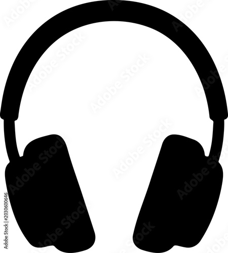 Wireless silhouette headphones for music apps, audio gear branding, and minimalist graphic design projects