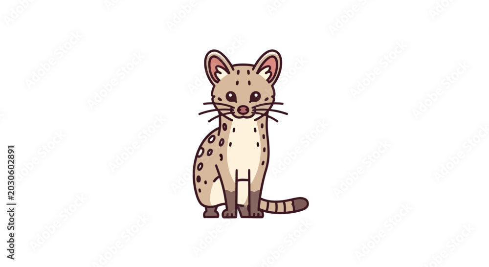 Obraz premium Cute Civet Cat Cartoon Illustration - Small Wild Animal