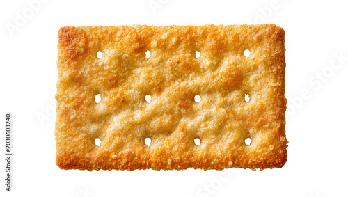 Tableau sur toile Golden brown rectangular cracker with perforated holes, isolated on transparent
