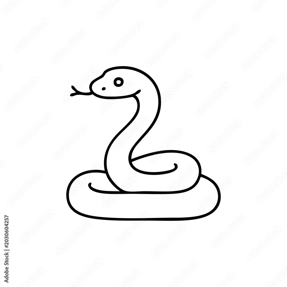 Fototapeta premium A simple line drawing of a snake isolated 