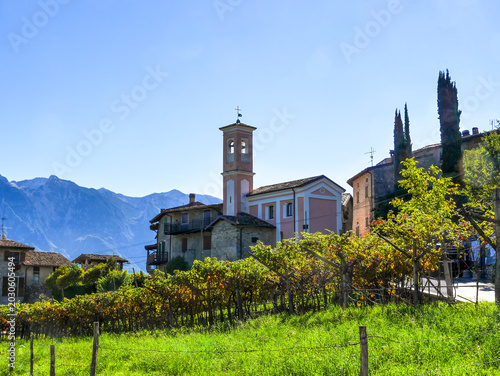 View of the village of Sompriezo. Sompriezo is a hamlet of Tremosine.