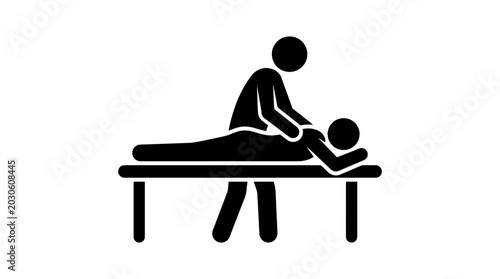 Fotografie Massage therapist performs a professional back treatment on a client lying on a table to promote physical relaxation and therapeutic recovery within a wellness spa or clinical health environment