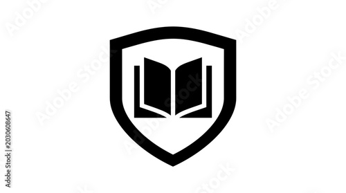 Εκτύπωση καμβά Shield emblem featuring an open book signifies the protection of knowledge, academic integrity, and the institutional commitment to education and intellectual growth