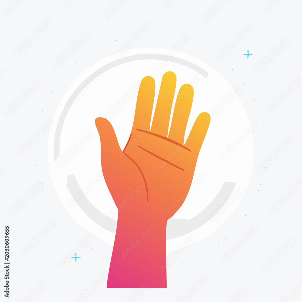 Fototapeta premium Raised Hand with Gradient Colors