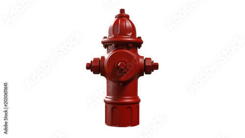 Foto Classic red fire hydrant with bolted caps, isolated on transparent background