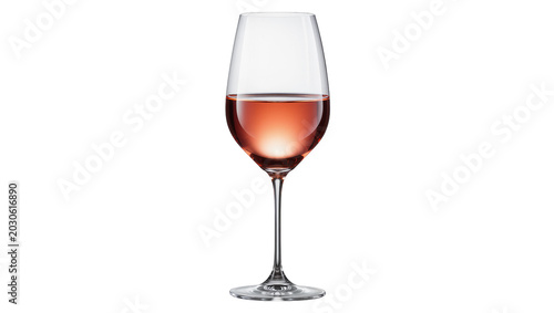 Photos Clear glass wine goblet filled with rose wine, isolated on transparent backgroun