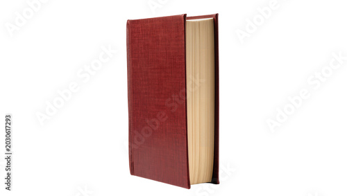 Foto Thick red hardcover book with textured cover, isolated on transparent background
