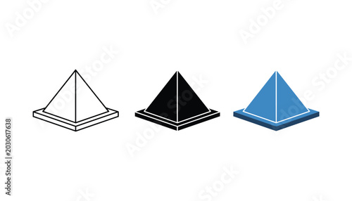 Quadro em tela Isometric pyramid geometric shape icon in outline solid and flat color styles fo