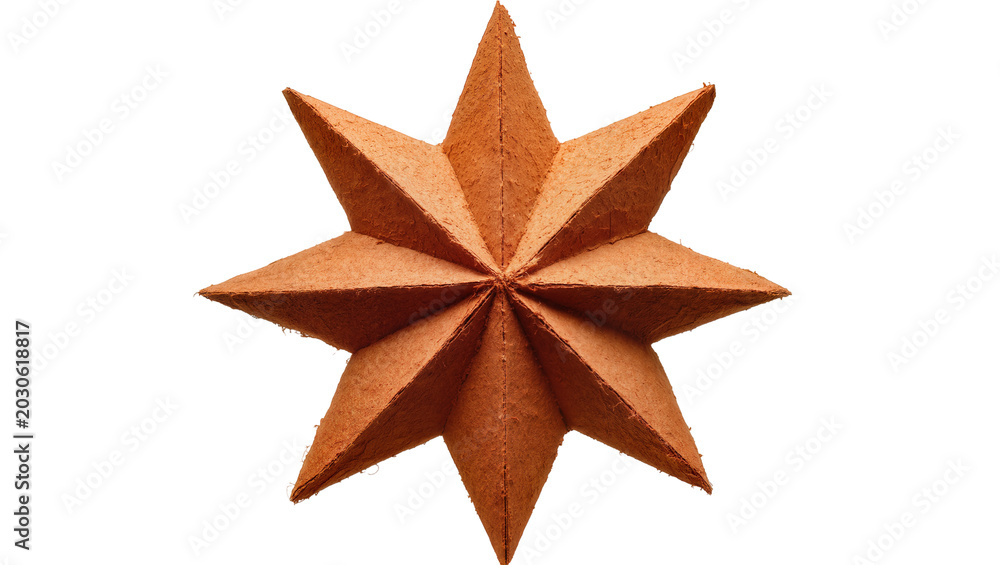 Obraz premium Brown origami star ornament, isolated on transparent background