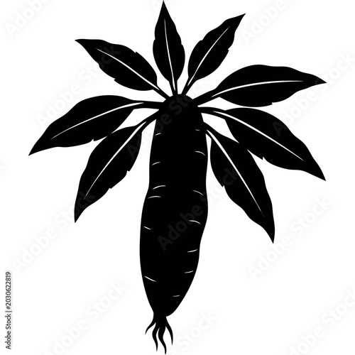 Cassava yuca silhouette illustration on white background