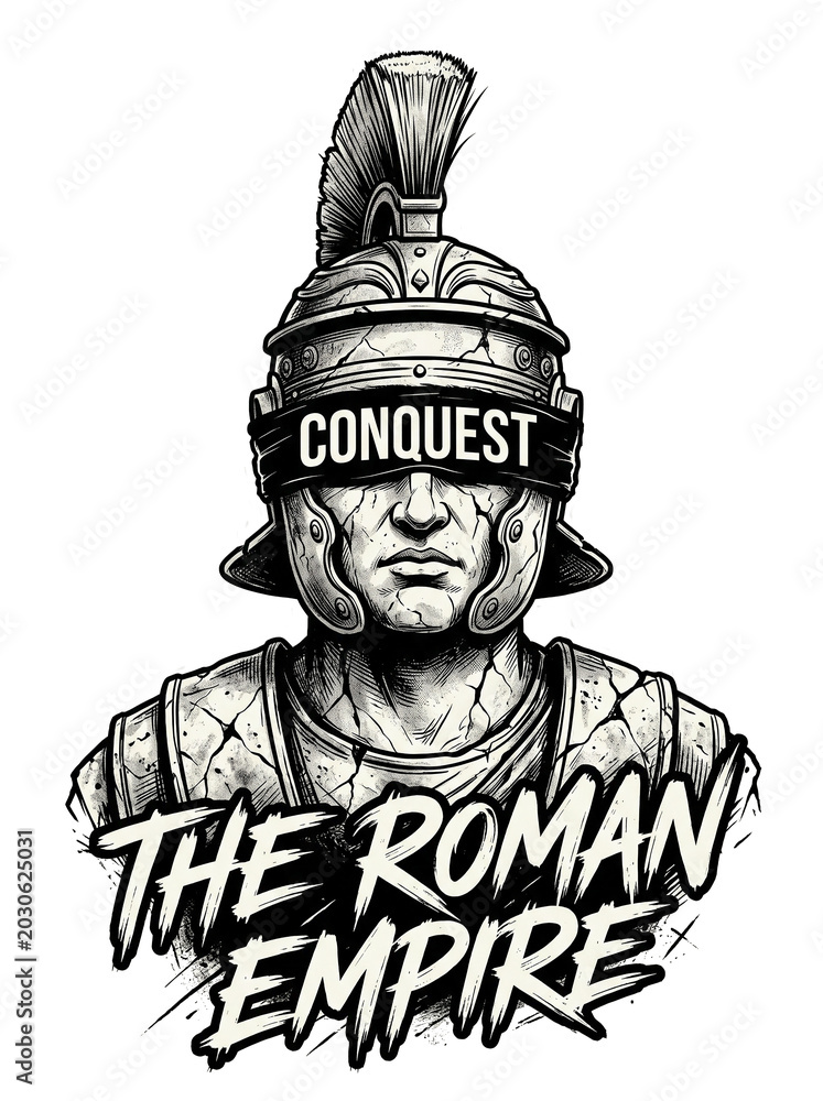 Fototapeta premium Roman soldier statue graphic for t shirt design