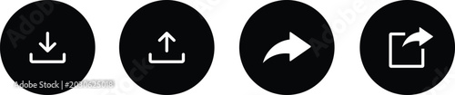Fotografie Download upload share and export solid button set