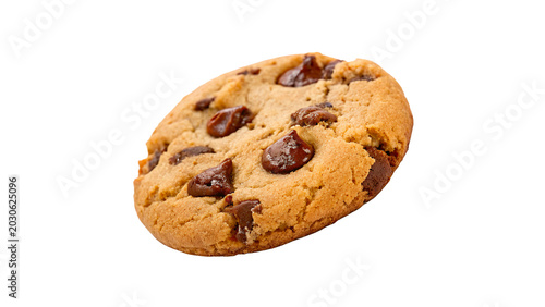 Delicious baked sweet chocolate chip cookie muffin snack with realistic soft dough texture and crust on transparent background