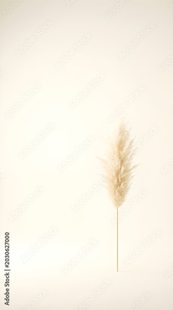 Obraz premium Single pampas grass stem with a light beige background