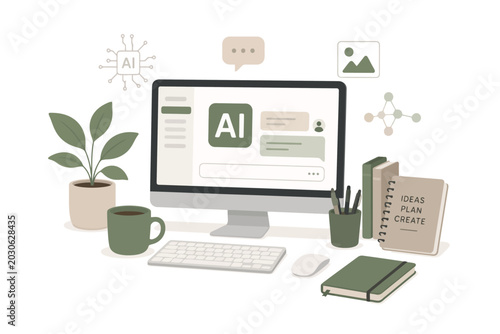 Canvastavla Vsai artificial intelligence chatbot on computer monitor workspace