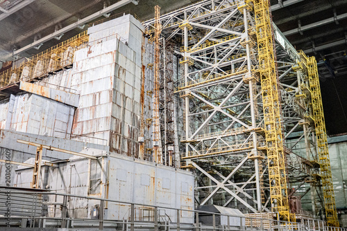 Inside the containment, the fourth power unit of the Chernobyl nuclear power plant 