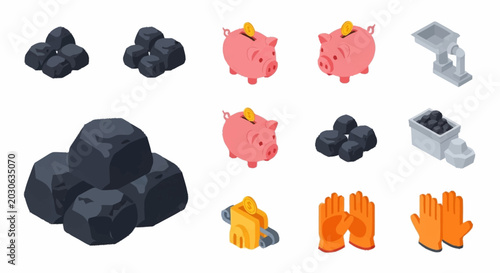Photos Collection of cartoonish 3D rendered objects.