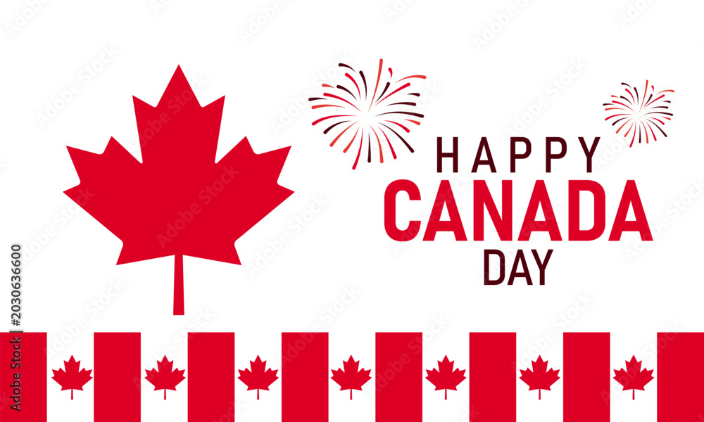 Fototapeta premium Happy Canada Day Vector Greeting Card Poster Banner Design Illustration