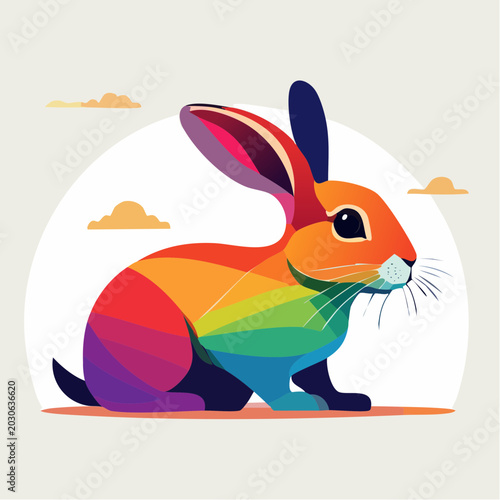 Rainbow Rabbit Illustration