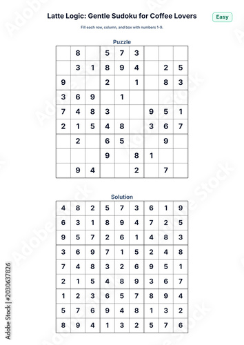 Latte Logic: Gentle Sudoku for Coffee Lovers