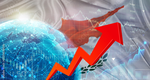 Fotografie Global financial growth with Cyprus flag