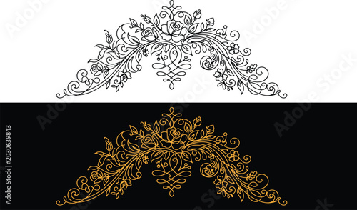 Photos Symmetrical floral arch architrave vector design with intricate luxury filigree