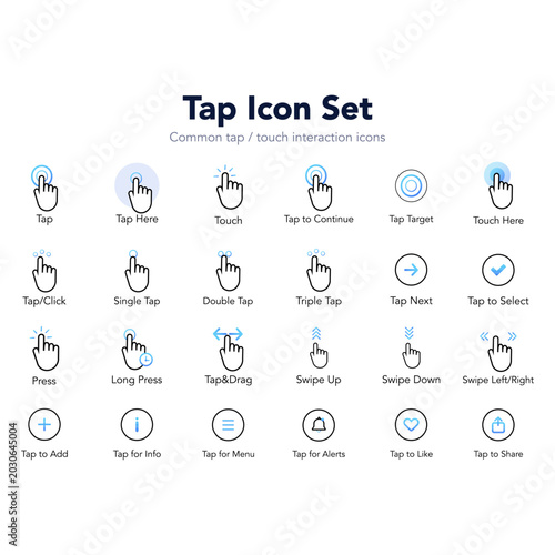 Φωτογραφία Tap interaction icon set. vector illustration