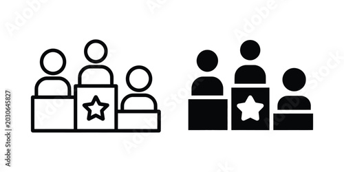 Tableau sur toile Competitors icon in thin line and black silhouette flat style for business rival