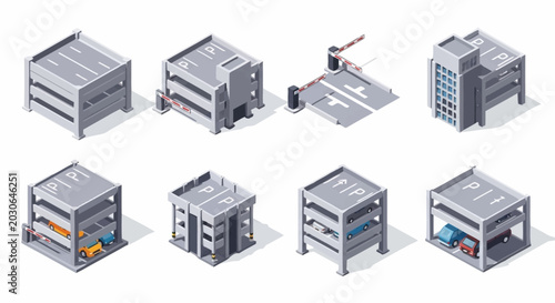 Quadro su tela Collection of industrial factory buildings and warehouses.
