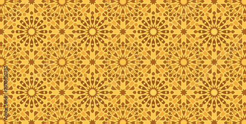 Schilderij op canvas A new and unique Islamic design, in a smooth Arabic style, inspired by the complex geometric structure of Moroccan Fez mosaics and Arabic decorative designs, in innovative modern forms