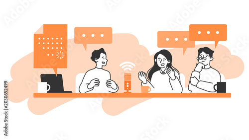 Fotografie Collaborative business team streamlining their office meeting by utilizing an au