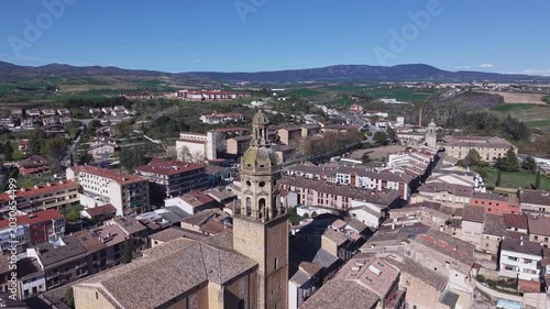 4K 60P Drone Circle Shot of Saint James Church in Puente la Reina on the Camino Frances