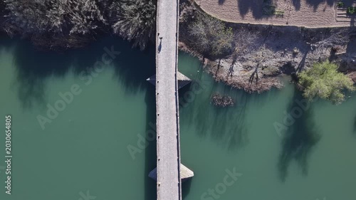 4K 60P Drone Top Down Shot of Queen’s Bridge in Puente la Reina on Camino Frances
