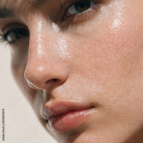Healthy Hydrated Glowing Female Skin Macro Close Up
