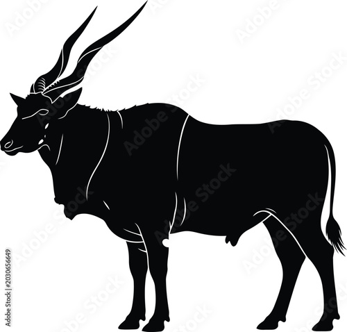 Quadro su tela Silhouette of an eland antelope, a large african herbivore