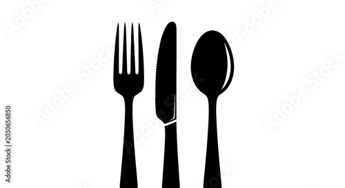 Konstfotografi Black silhouettes of fork knife spoon.