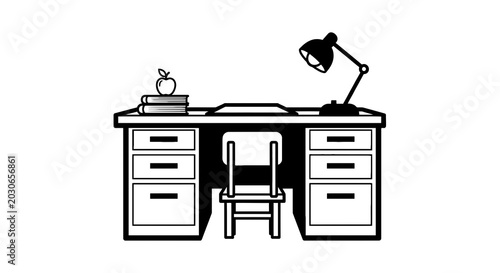 Schilderij op canvas Desk with chair and office supplies.