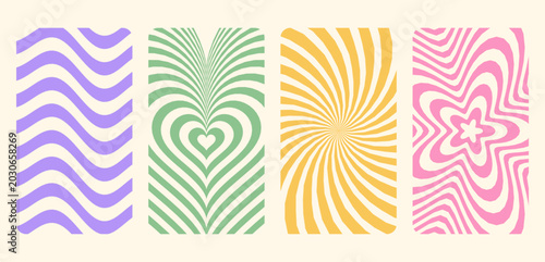 abstract wavy patterns colorful retro psychedelic designs