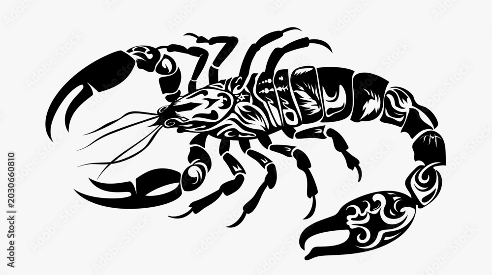 Fototapeta premium Black scorpion illustration on white background vector design