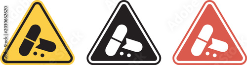 Schilderij op canvas side effects icon, medical warning symbols, healthcare risk graphics, flat healt