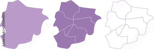Photos Andorra Map Three-Style Set — Solid Silhouette, Parish Divisions, and Outline in